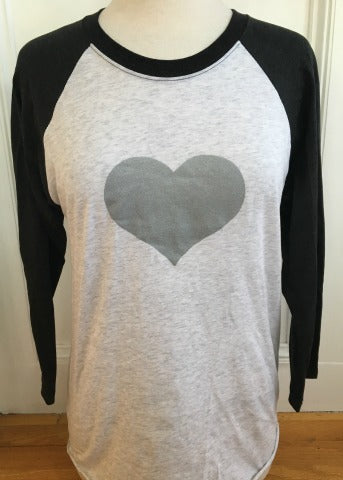 White & Pink Baseball Tee Silver Heart – Tamara Boston