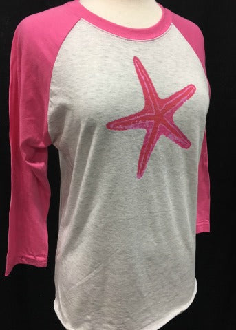 White & Pink Baseball Tee Silver Heart – Tamara Boston