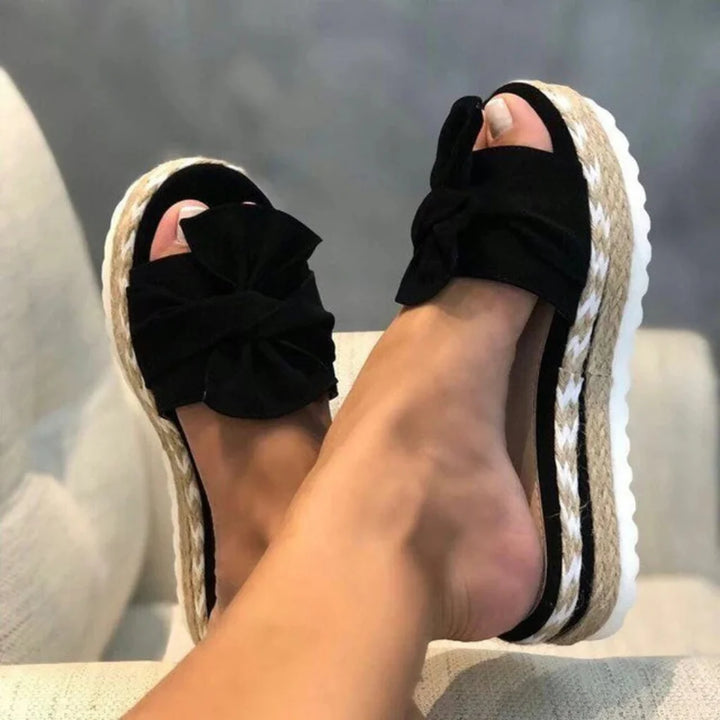 Samantha | Women Spring Bow Platform Slide Sandals