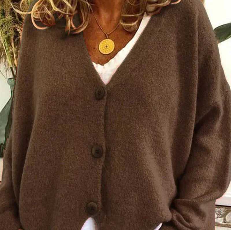 Claire | Women’s Loose Fit V-Neck Cozy Knit Cardigan
