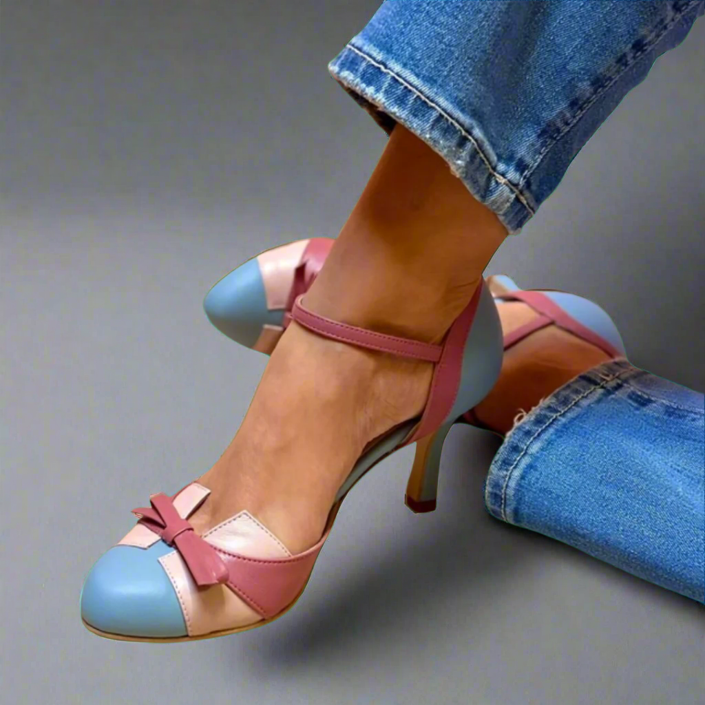 Elizabeth | Womens Bow Strap Closed Toe Heels