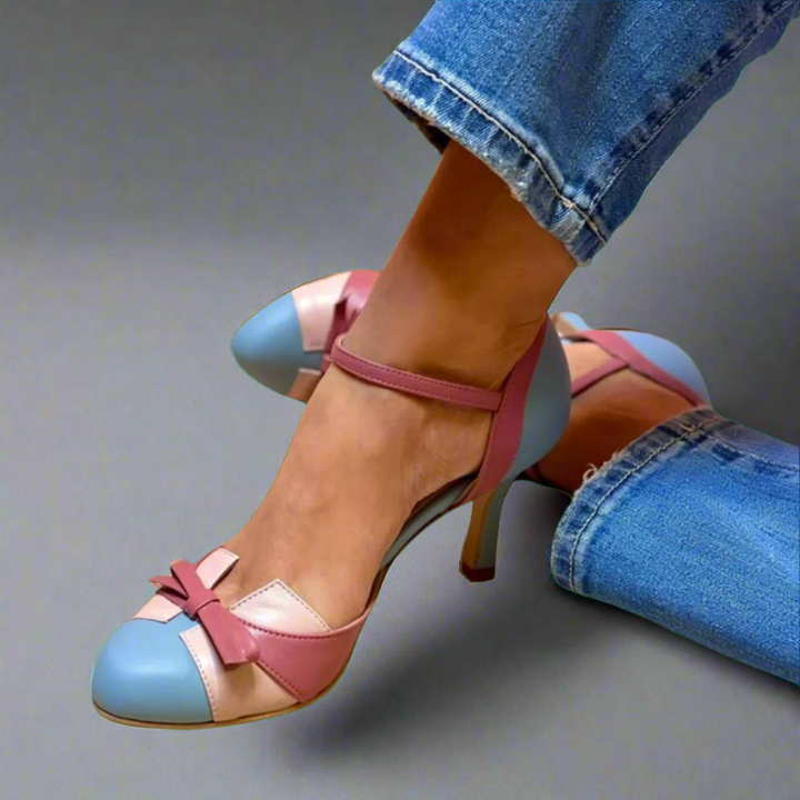 Elizabeth | Womens Bow Strap Closed Toe Heels