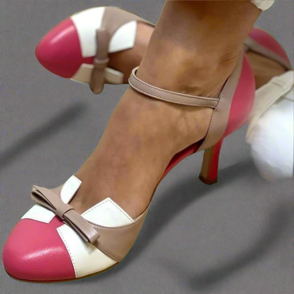 Elizabeth | Womens Bow Strap Closed Toe Heels
