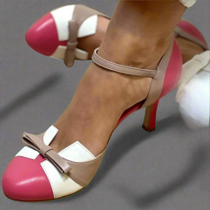 Elizabeth | Womens Bow Strap Closed Toe Heels