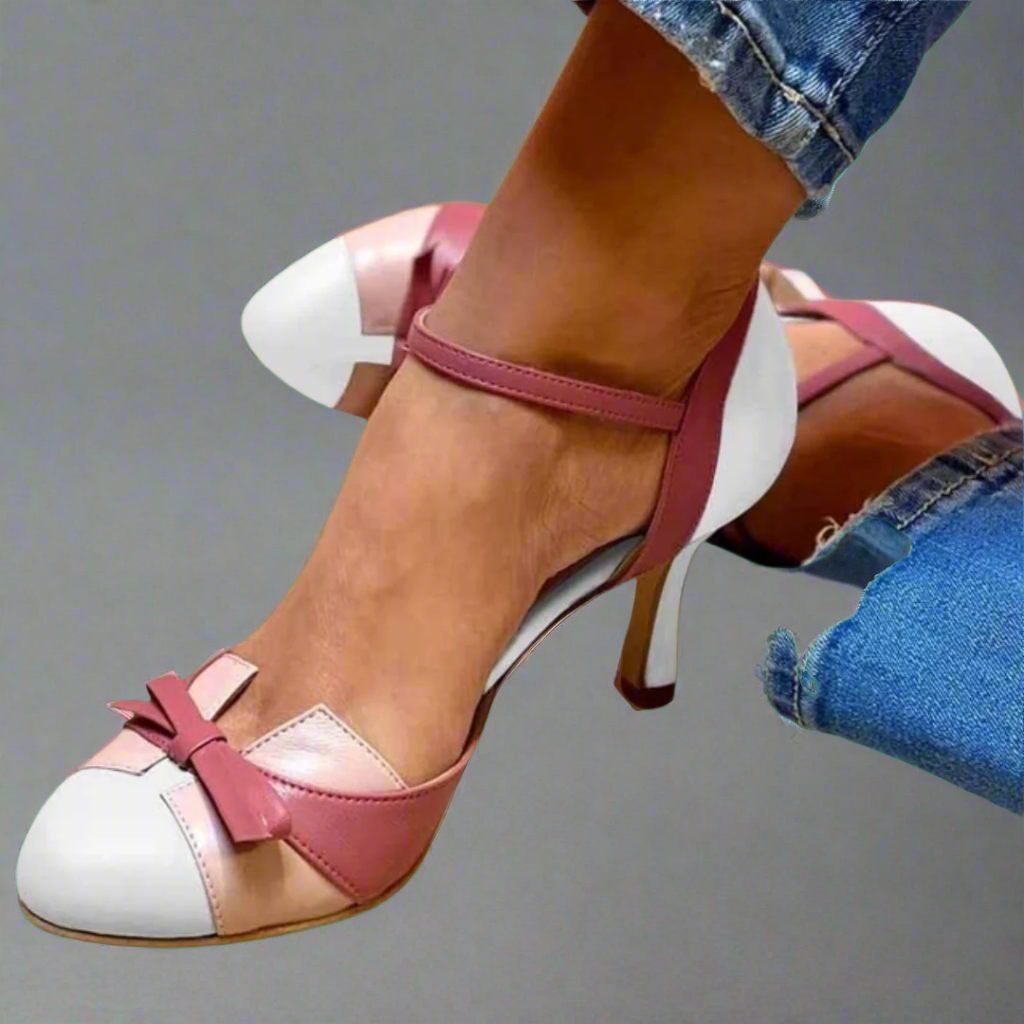 Elizabeth | Womens Bow Strap Closed Toe Heels