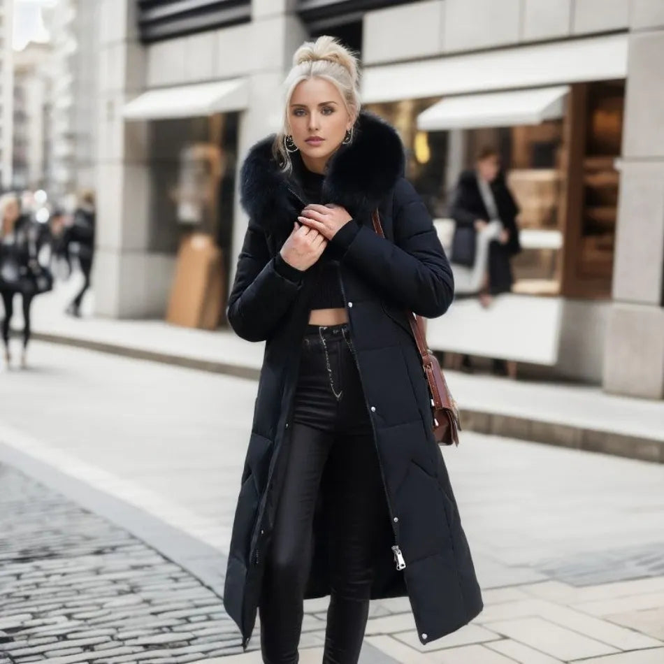 Hannah | Women’s Winter Quilted Coat with Hood Trim