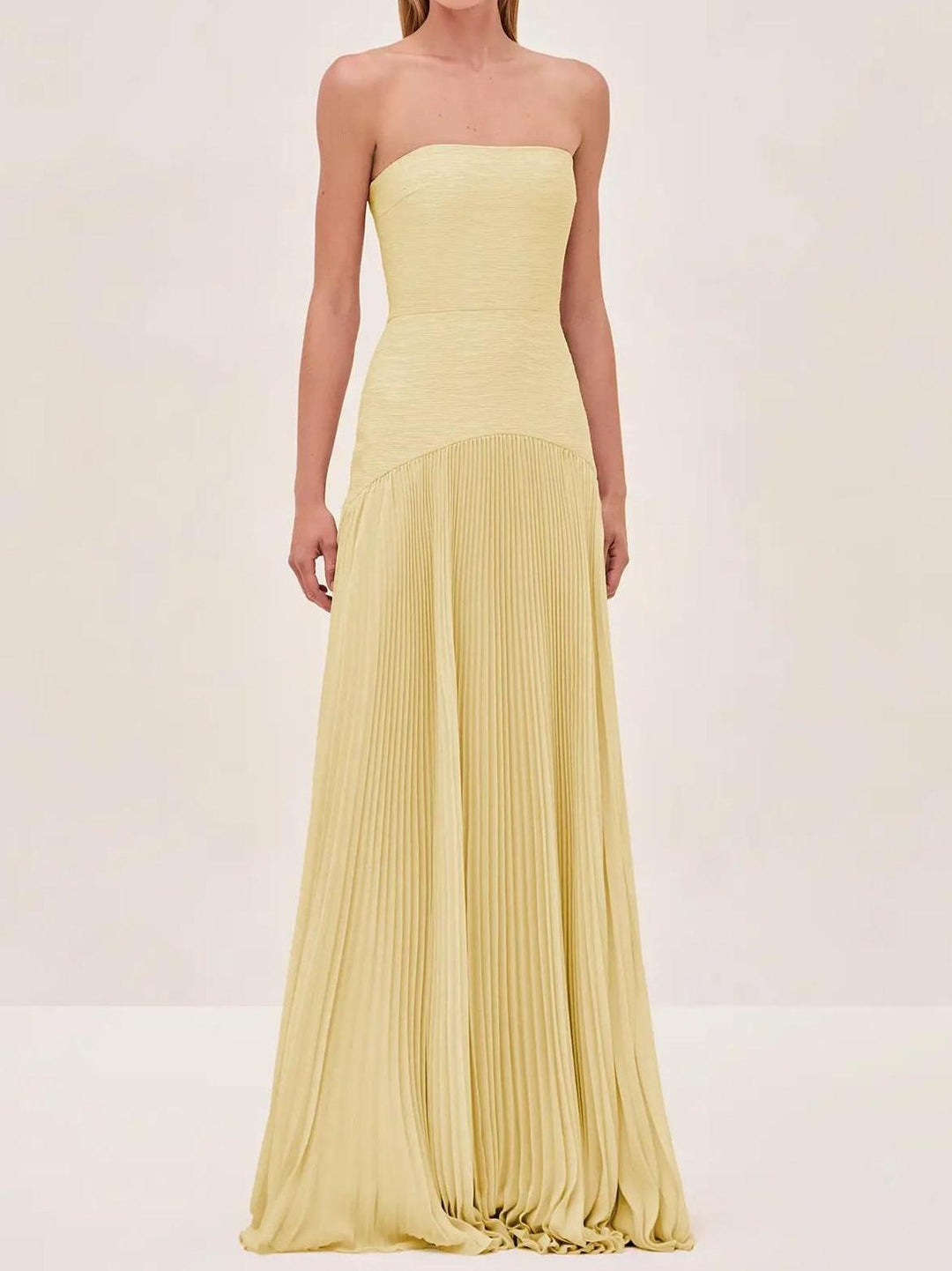 Anna | Women's Strapless Pleated Maxi Wedding Guest Dress