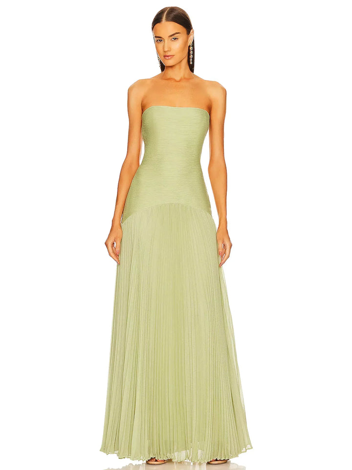 Anna | Women's Strapless Pleated Maxi Wedding Guest Dress