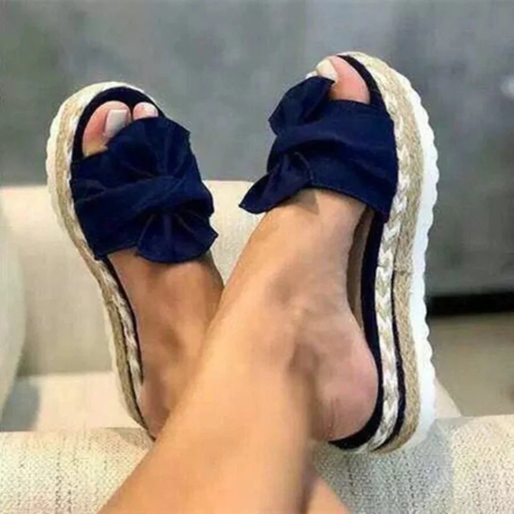 Samantha | Women Spring Bow Platform Slide Sandals