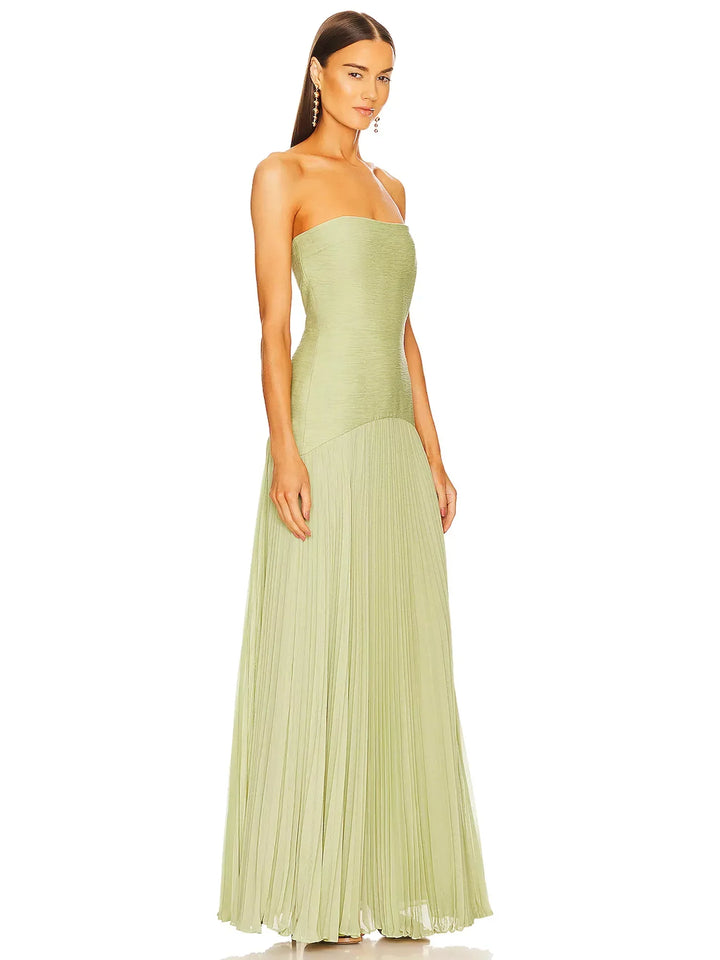 Anna | Women's Strapless Pleated Maxi Wedding Guest Dress