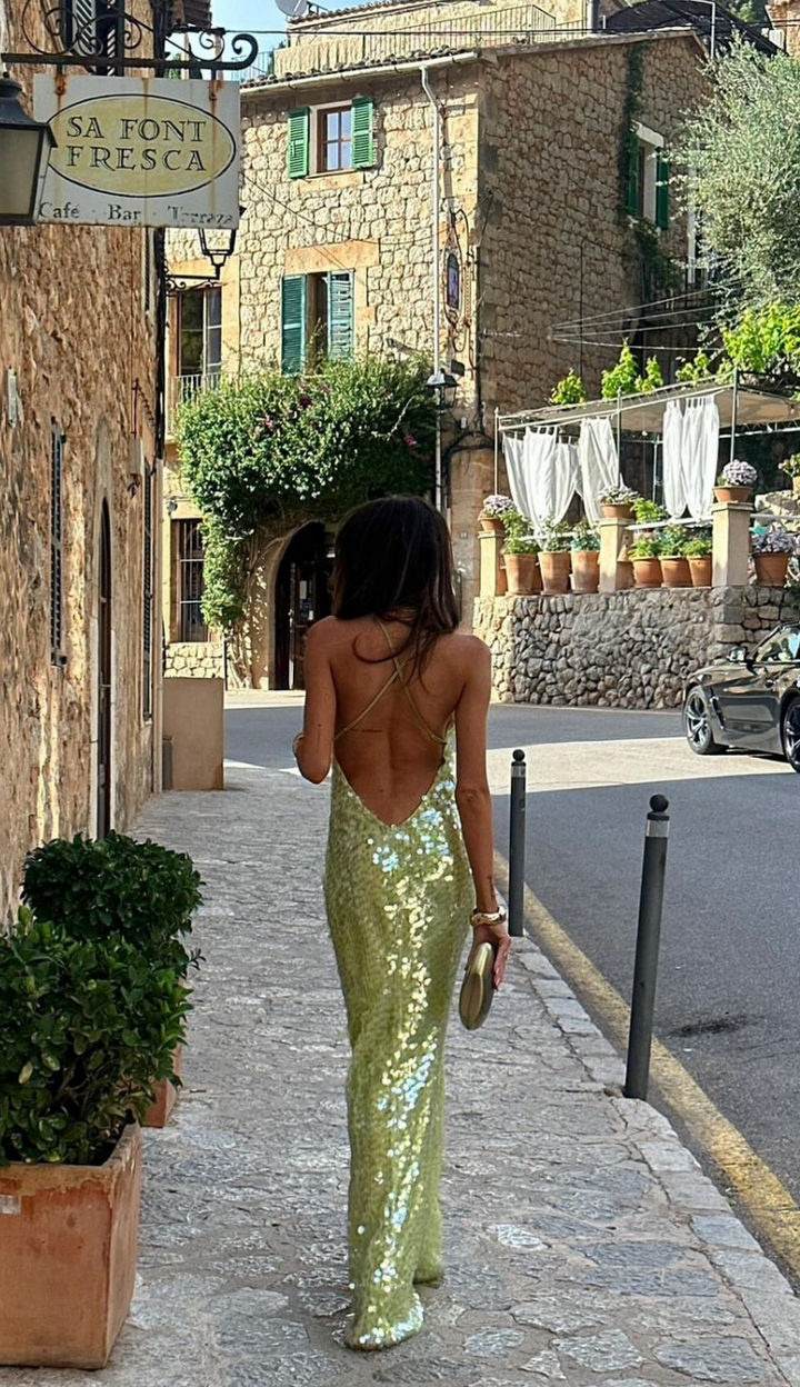 Jasmine | Women Summer Square Collar Sequin Dress