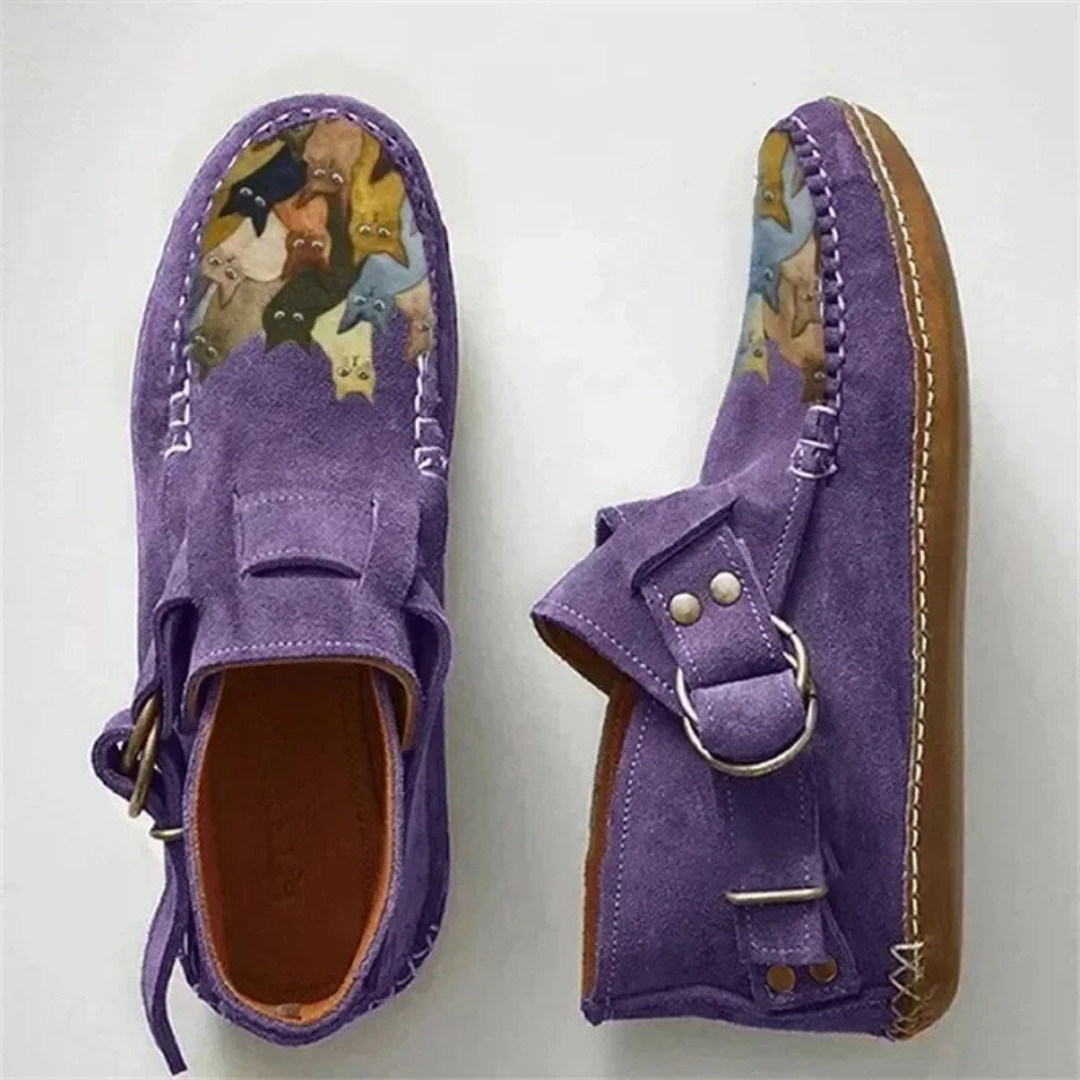 Danielle | Women’s Casual Slip-On Shoes with Cat Print