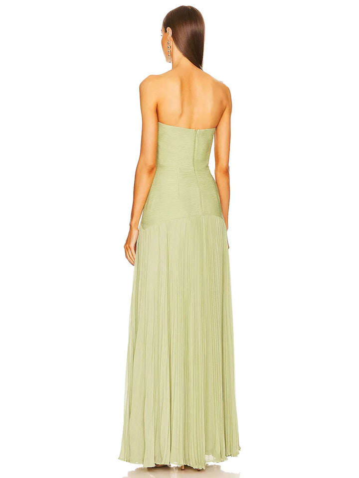 Anna | Women's Strapless Pleated Maxi Wedding Guest Dress