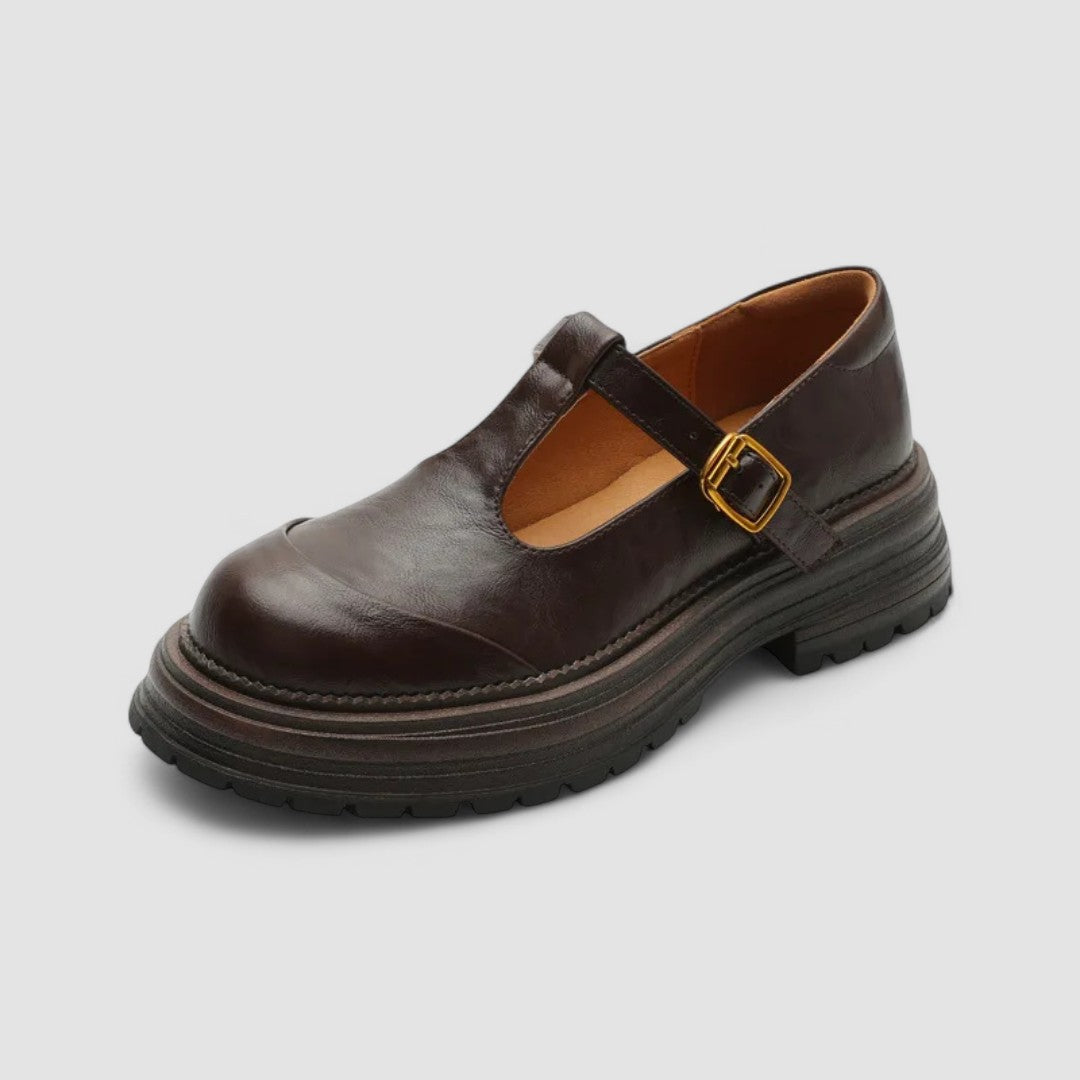 Chloe | Womens Platform T Strap Casual Shoes