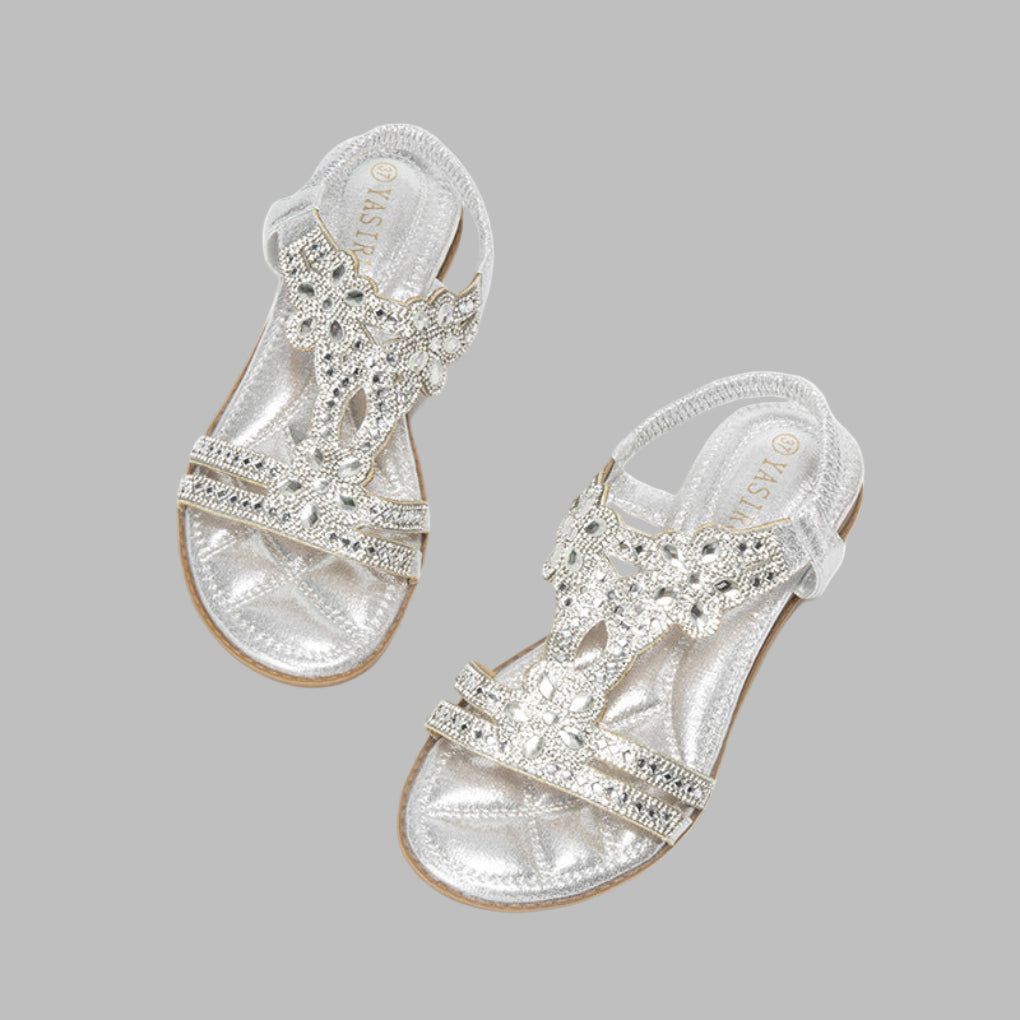 Bella | Women Spring Floral Embellished Flat Sandals