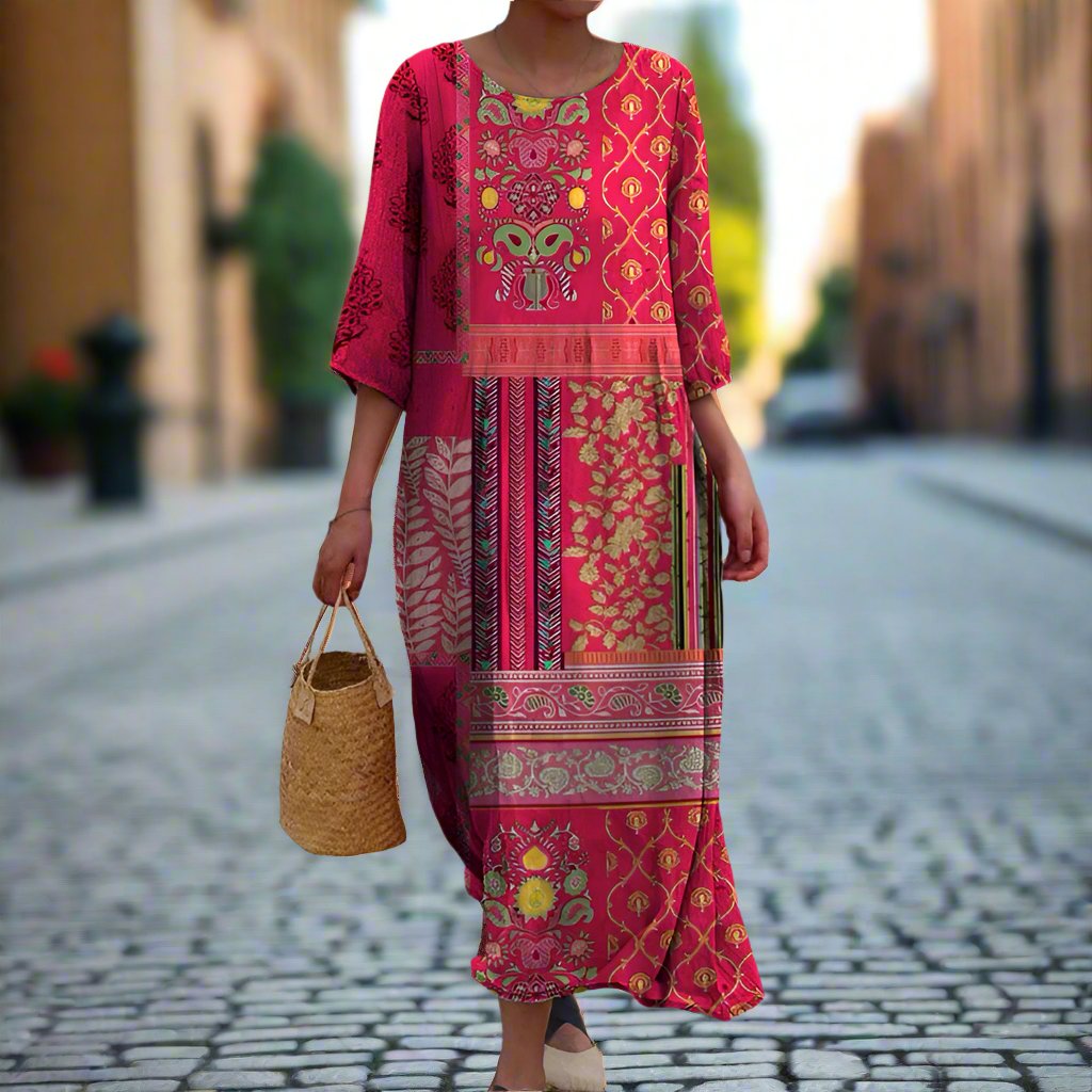 Caroline | Women Ethnic Bohemian Print Maxi Dress