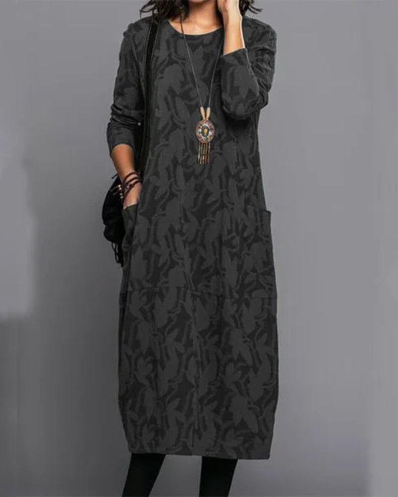 Kimberly | Women’s Winter Long Sleeve Pocket Maxi Dress