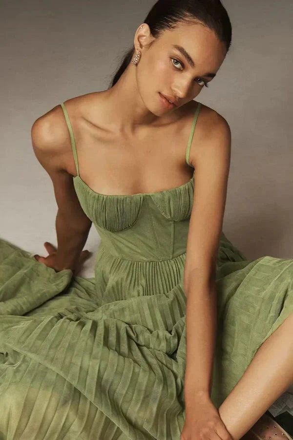 Sophia | Women’s Pleated Strappy Maxi Dress