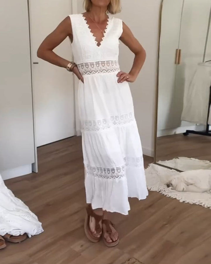 Paige | Women's Boho Sleeveless V Neck Midi Dress