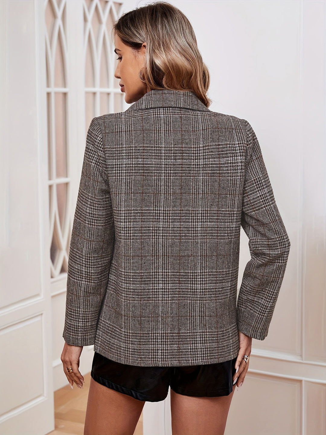 Danielle | Women Plaid Button Long Sleeve Blazer Jacket