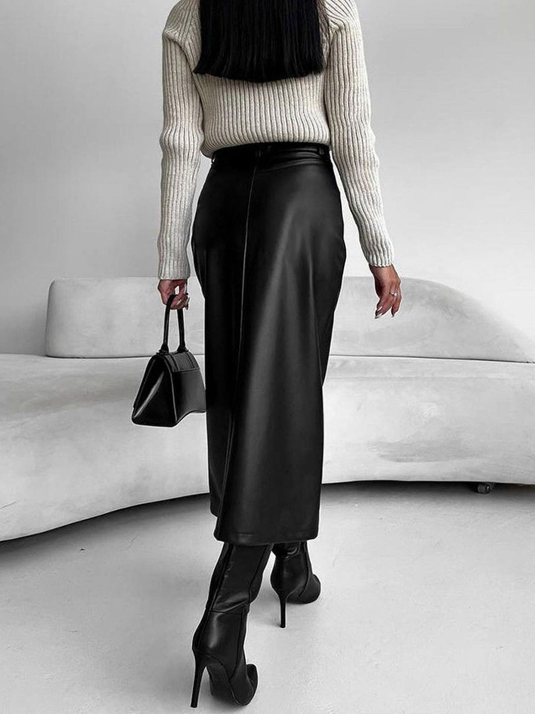 Megan | Women’s High-Slit Elegant Midi Skirt