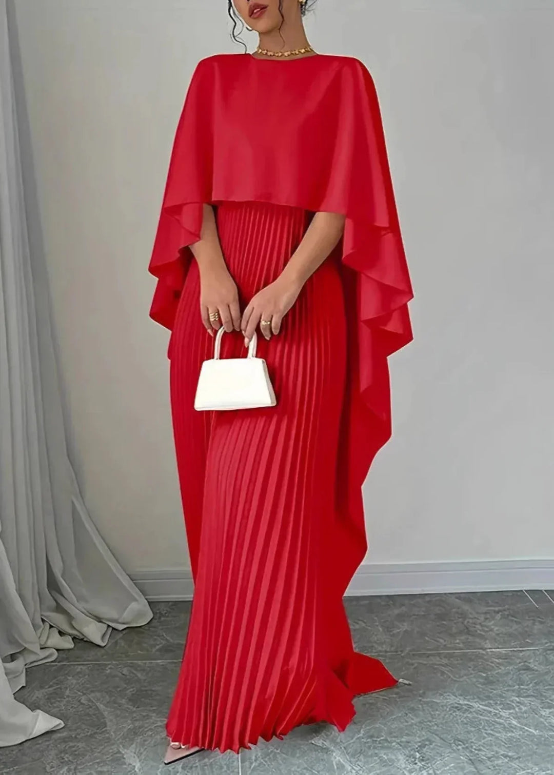 Paige | Women's Pleated Cape Maxi Wedding Guest Dress