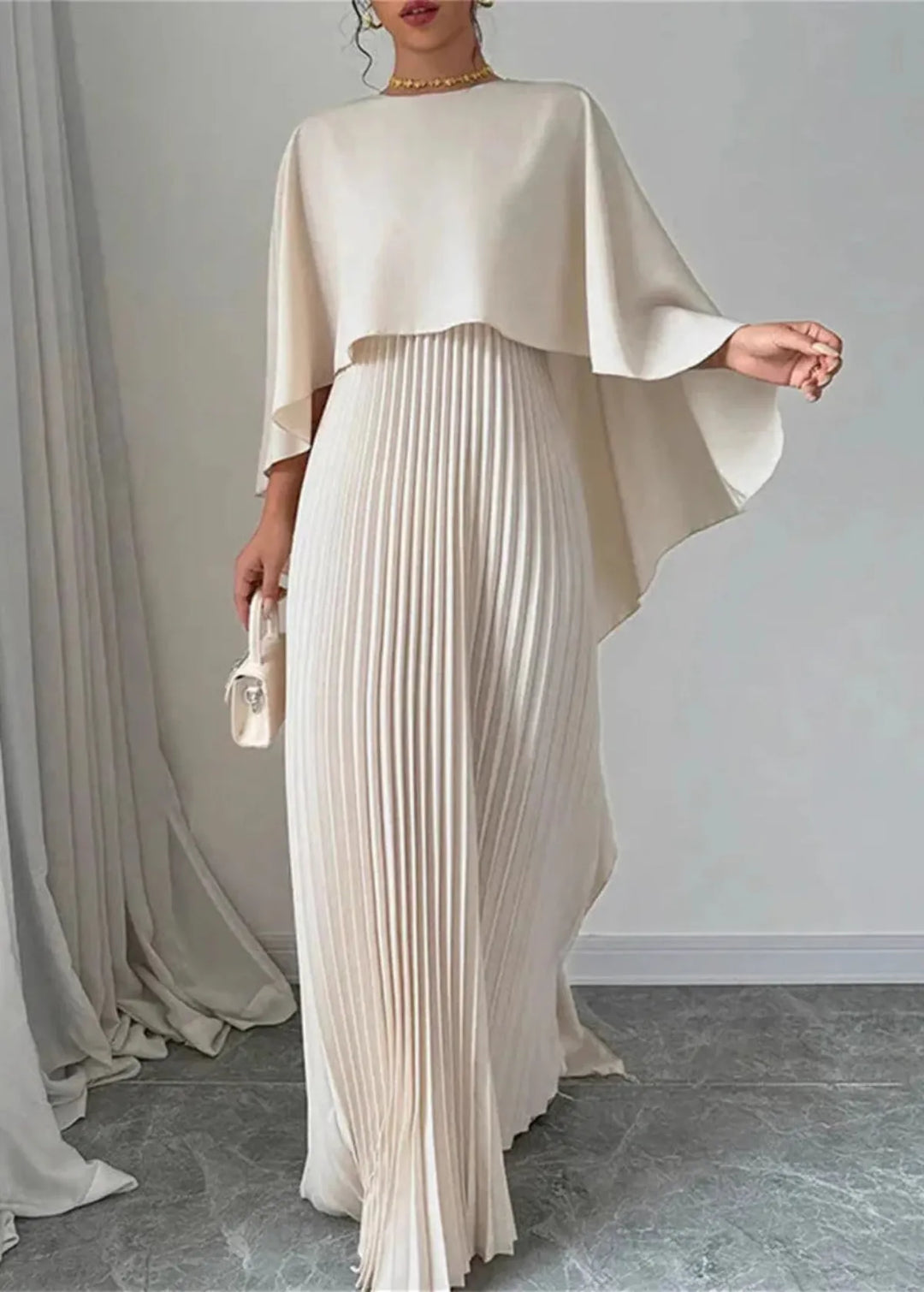 Paige | Women's Pleated Cape Maxi Wedding Guest Dress