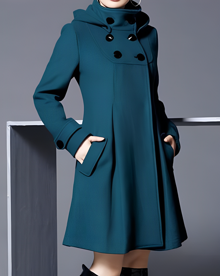 Bella | Women’s Elegant Hooded Button-Down Coat