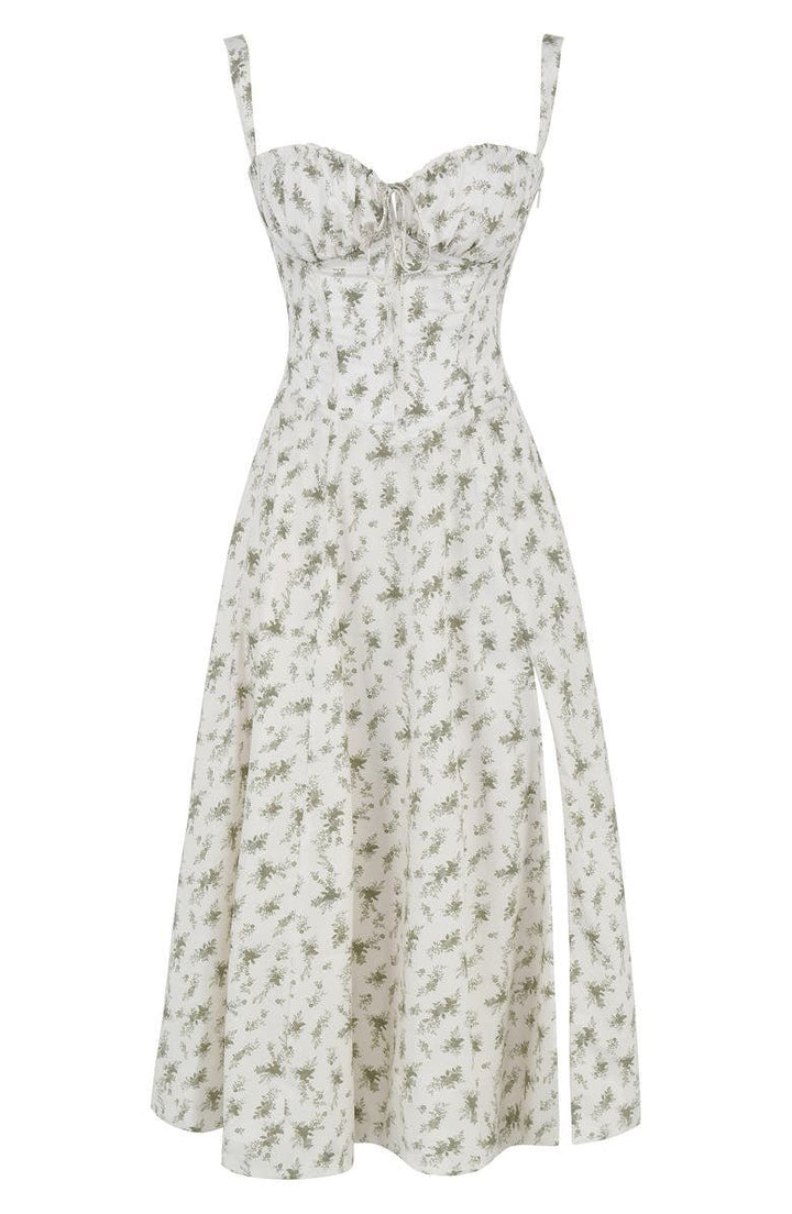 Samantha | Women’s Corset Midi Dress Flowing Skirt