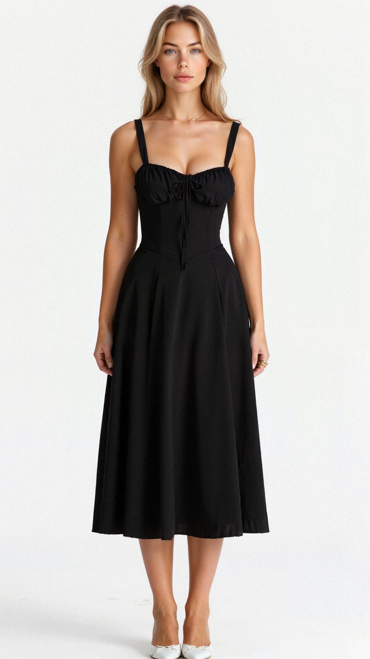 Samantha | Women’s Corset Midi Dress Flowing Skirt