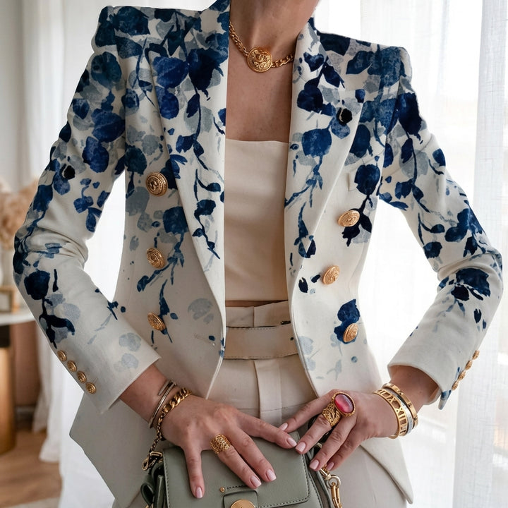 Eleanor | Women’s Contrast Panel Buttoned Work Blazer