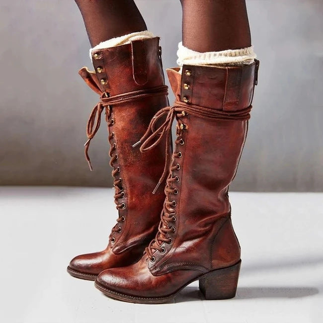 Beatrice | Women’s Vintage Lace-Up High Heel Boots