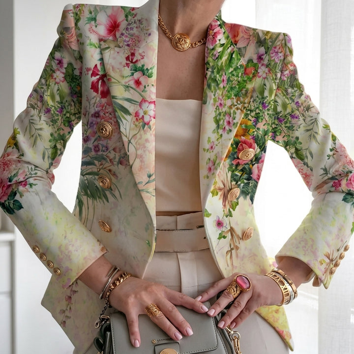 Eleanor | Women’s Contrast Panel Buttoned Work Blazer