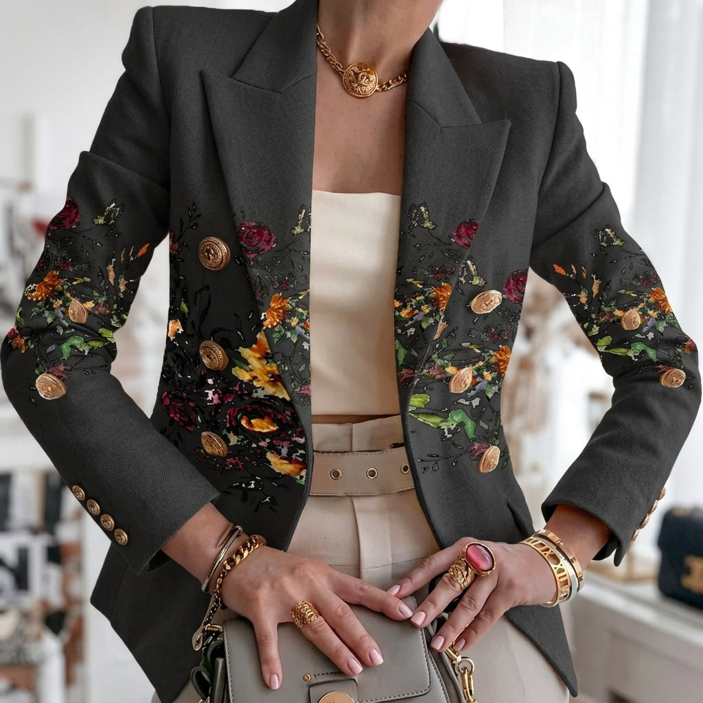 Eleanor | Women’s Contrast Panel Buttoned Work Blazer