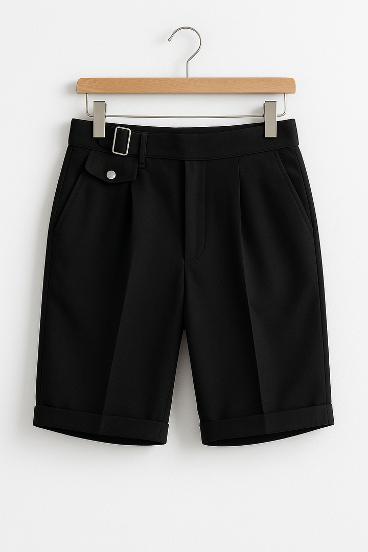 John | Men’s Pleated Tailored Shorts Side Buckles