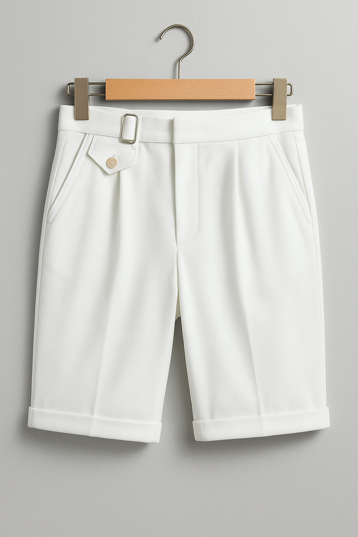 John | Men’s Pleated Tailored Shorts Side Buckles