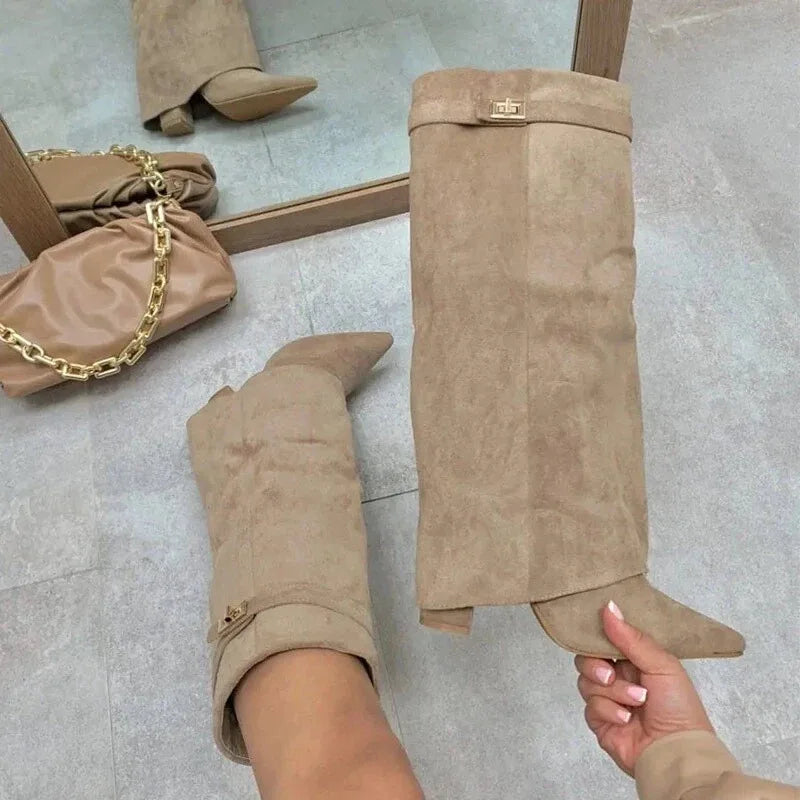 Maya | Women’s Leather Thigh-High Boots with Buckle