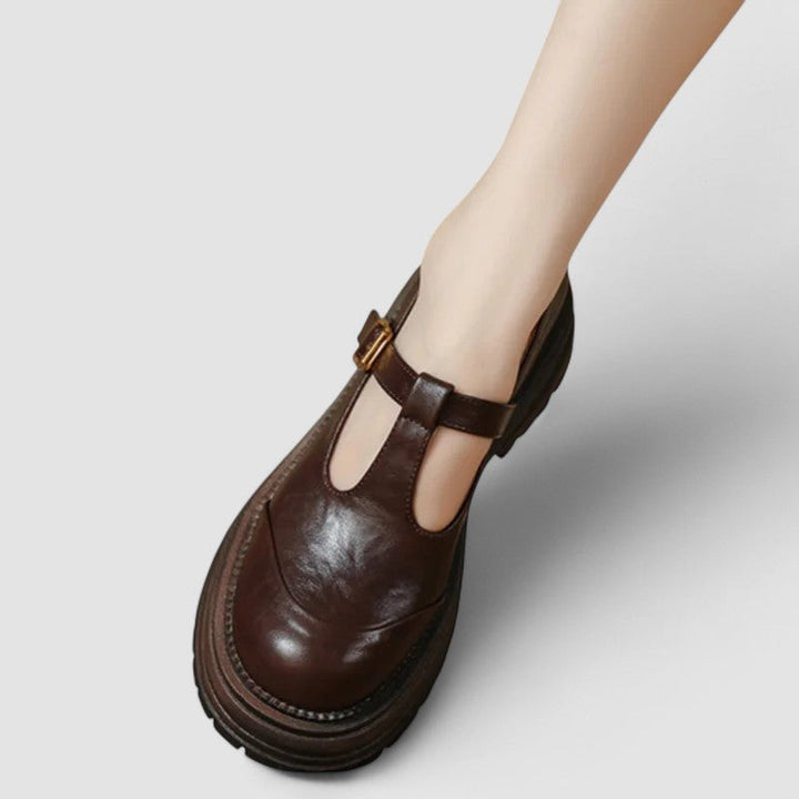 Chloe | Womens Platform T Strap Casual Shoes