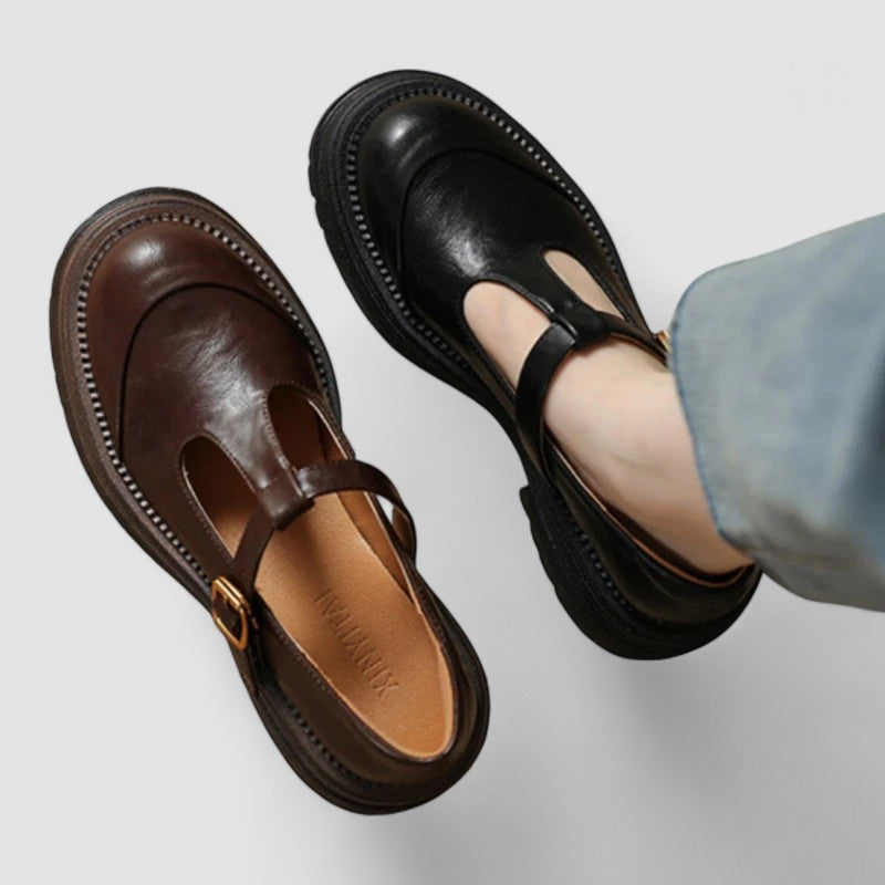 Chloe | Womens Platform T Strap Casual Shoes