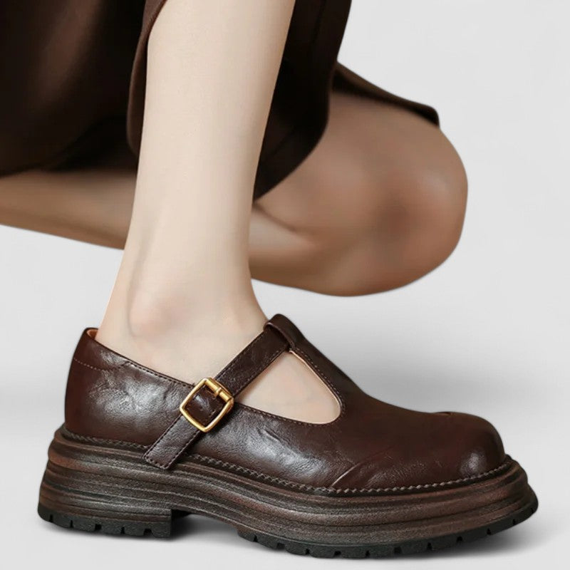 Chloe | Womens Platform T Strap Casual Shoes