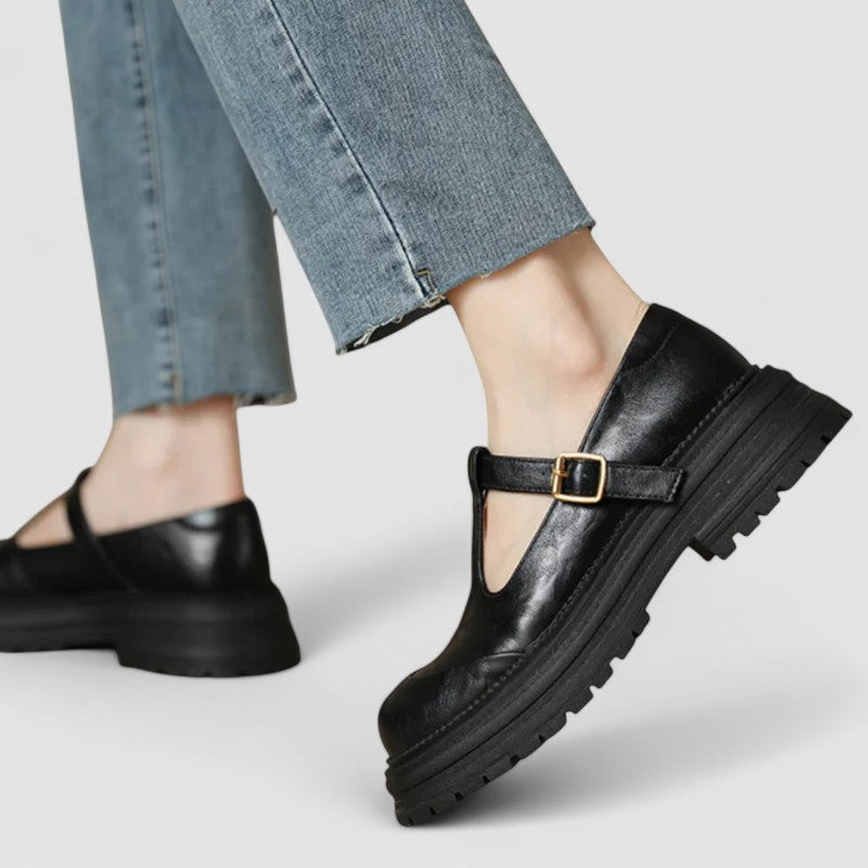Chloe | Womens Platform T Strap Casual Shoes