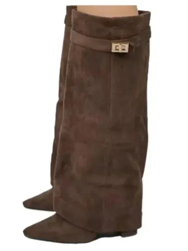 Mia | Women’s Leather Thigh-High Boots with Buckle