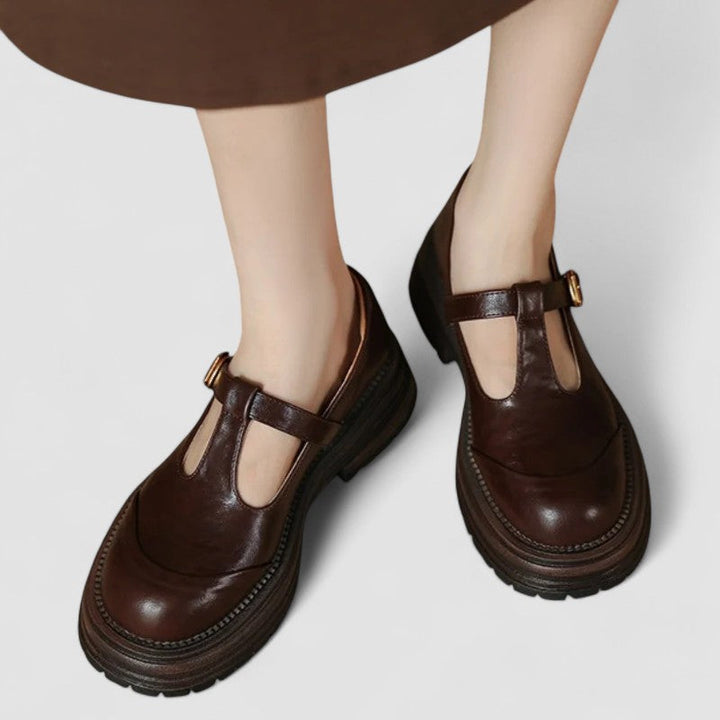 Chloe | Womens Platform T Strap Casual Shoes