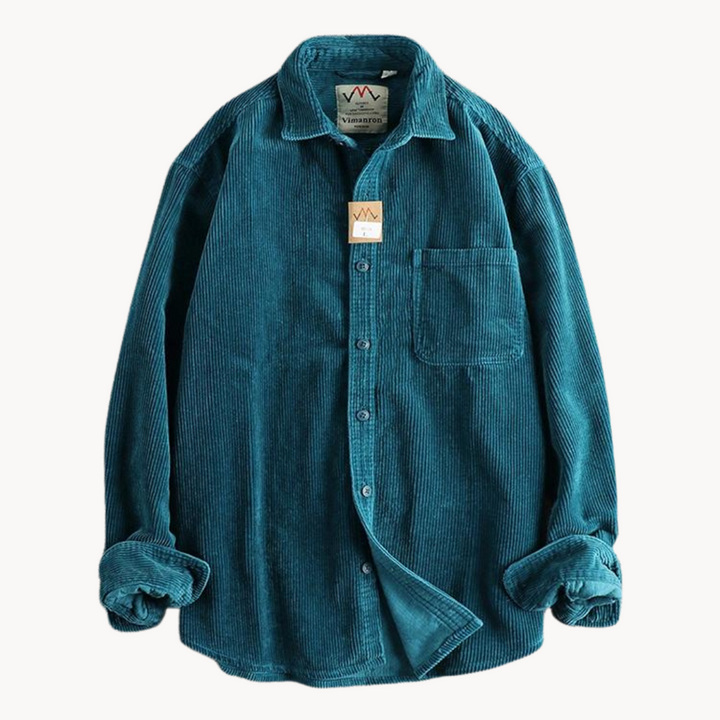 Zach | Men’s Casual Brown Corduroy Long Sleeve Shirt