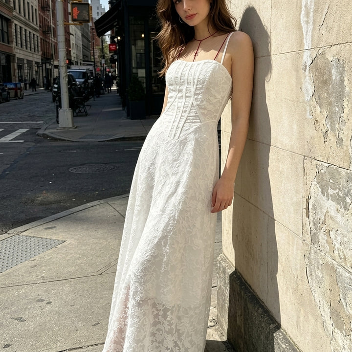 Scarlett | Women's Floral Corset Maxi Fall Wedding Guest Dresses Spaghetti Strap