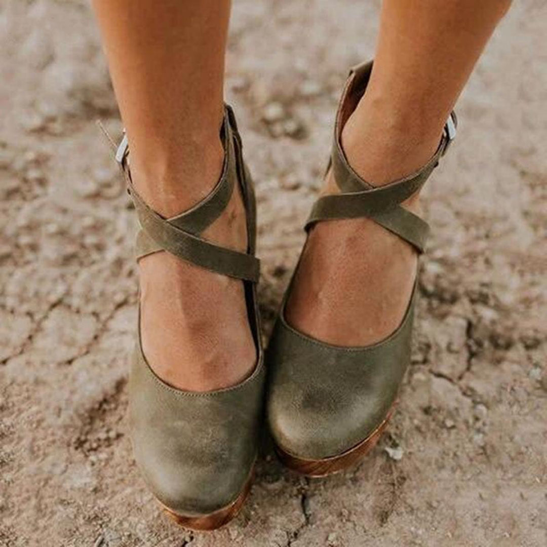 Ruby | Women’s Vintage Style Cross Strap Heels