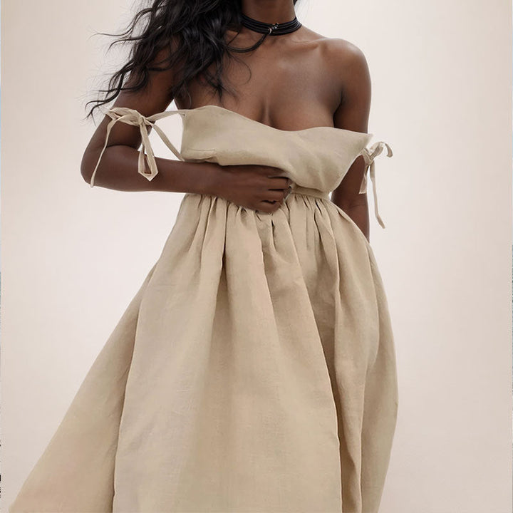 Maria | Women’s Midi Dress V Neck Open Back Slit