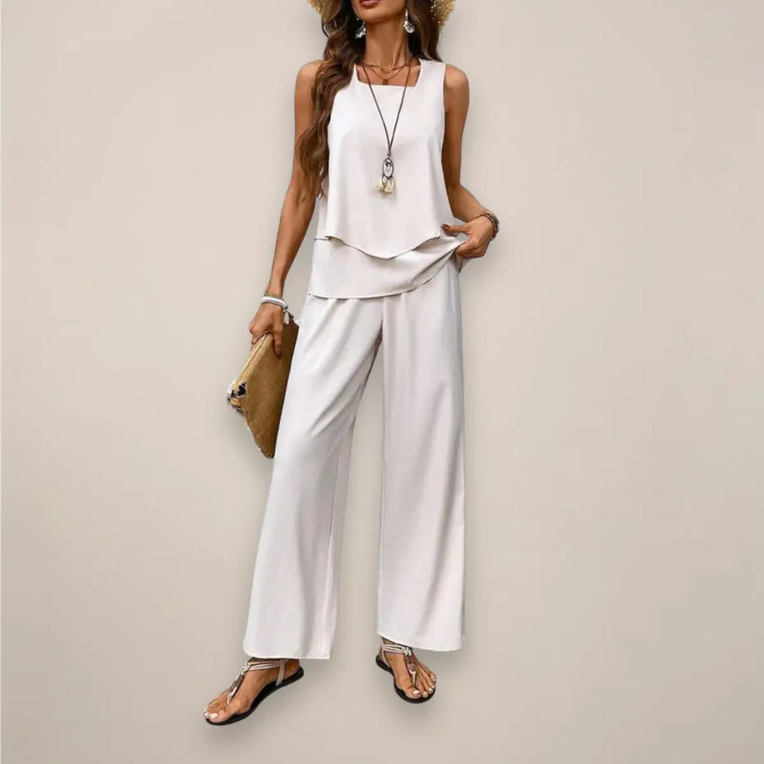 Ava | Women’s Spring Printed Wide-Leg Set
