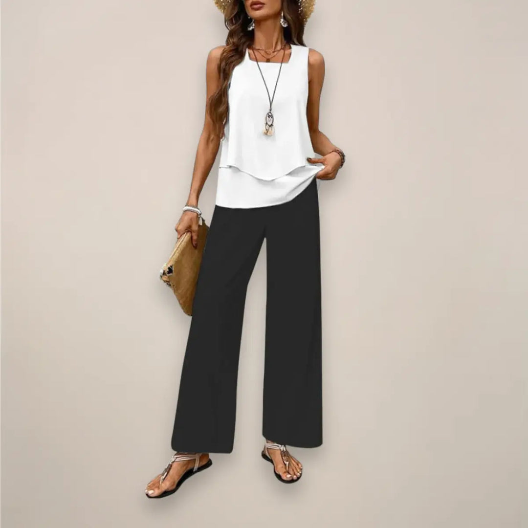 Ava | Women’s Spring Printed Wide-Leg Set