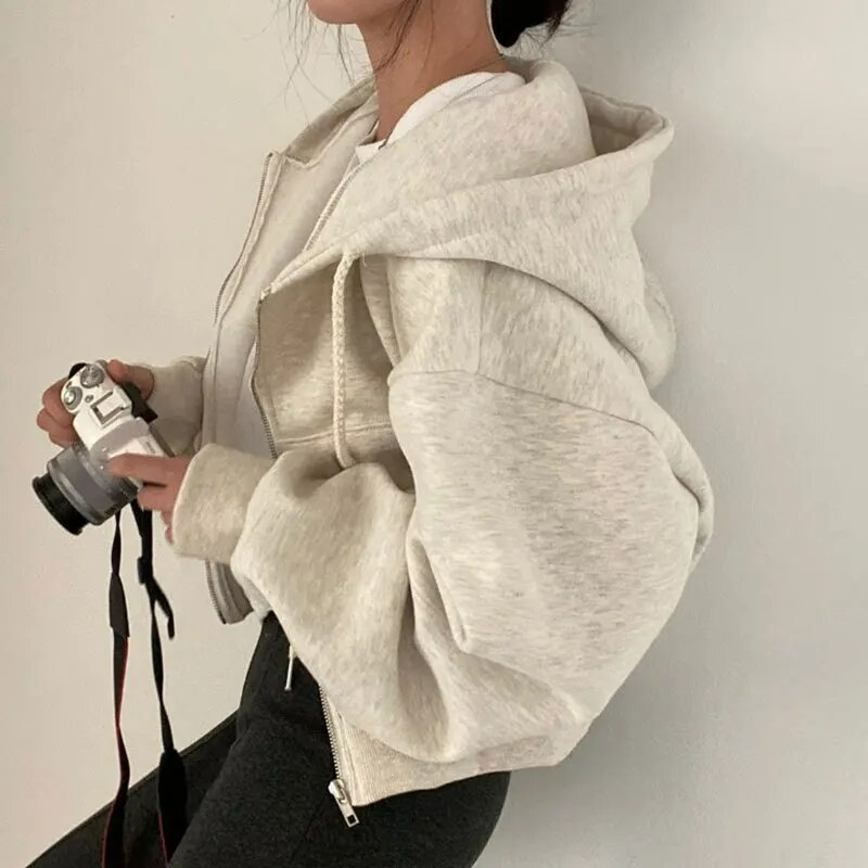 Kaitlyn | Women’s Winter Cropped Zip-Up Hoodie